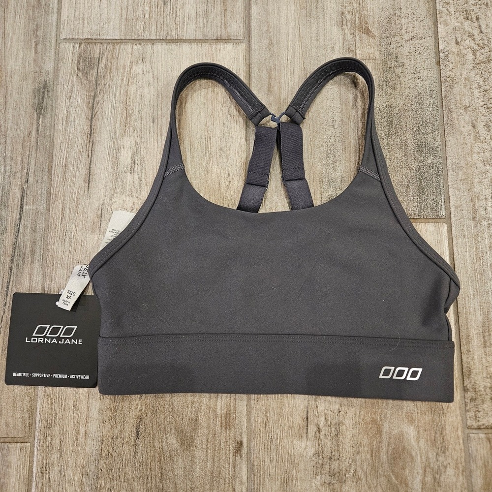 Lorna Jane Sports Bra Womens Size XS Amy Maximum Support Compress & Compact Grey